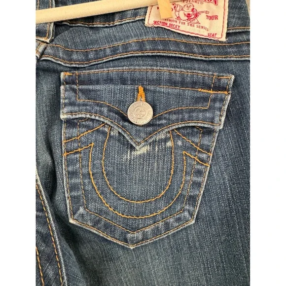 True Religion Becky Bootcut Jeans Petite Dark Wash Denim USA Made Size 26 - Picture 5 of 14